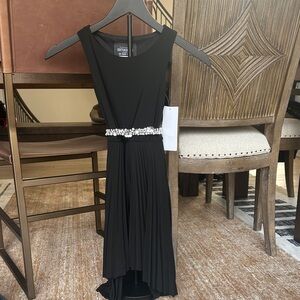 Un Deux Trois Black High Low Dress with Embellished Waist